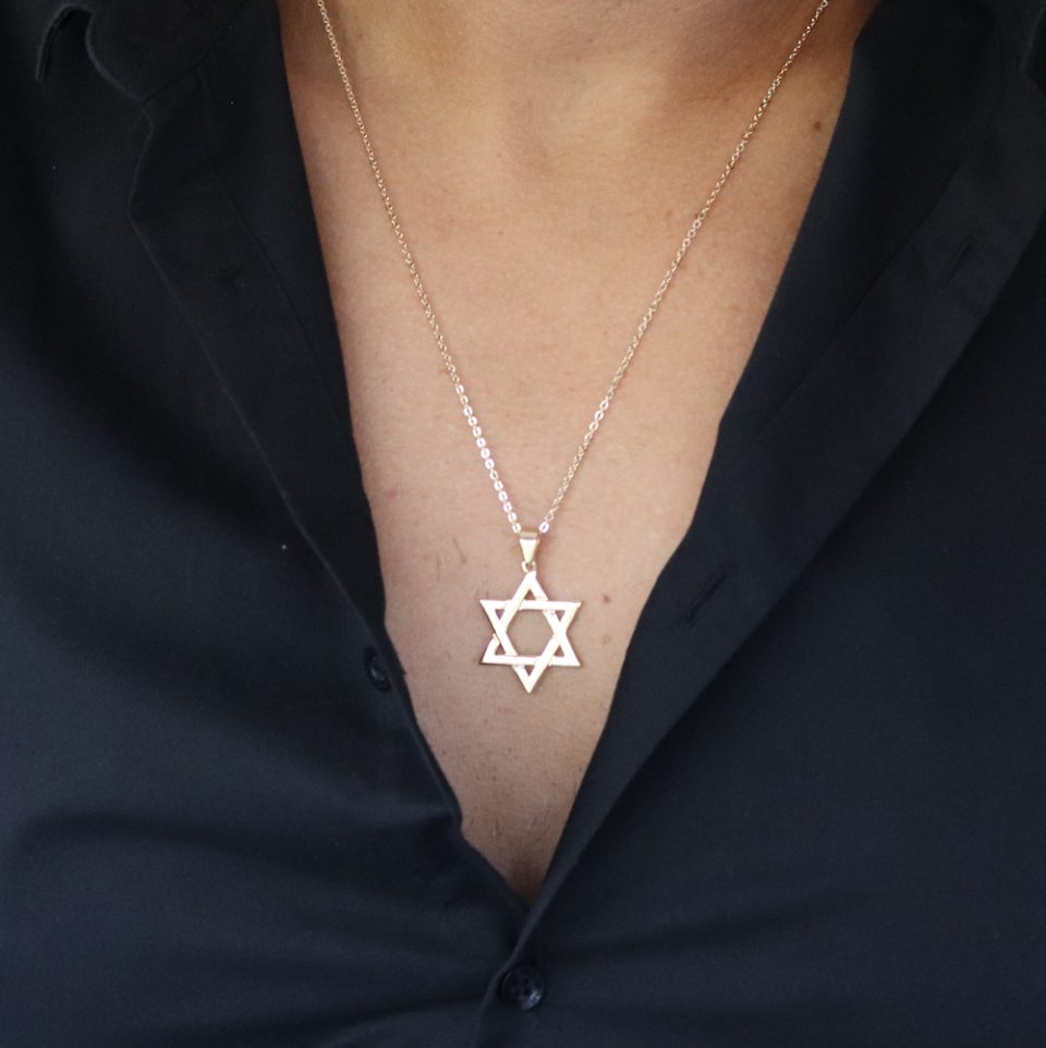 שרשרת מגן דוד לגבר צבע זהב