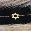 צמיד לולאות עם תליון מגן דוד בציפוי זהב לחריטה