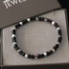 צמיד חרוזים כסף שחור לגבר