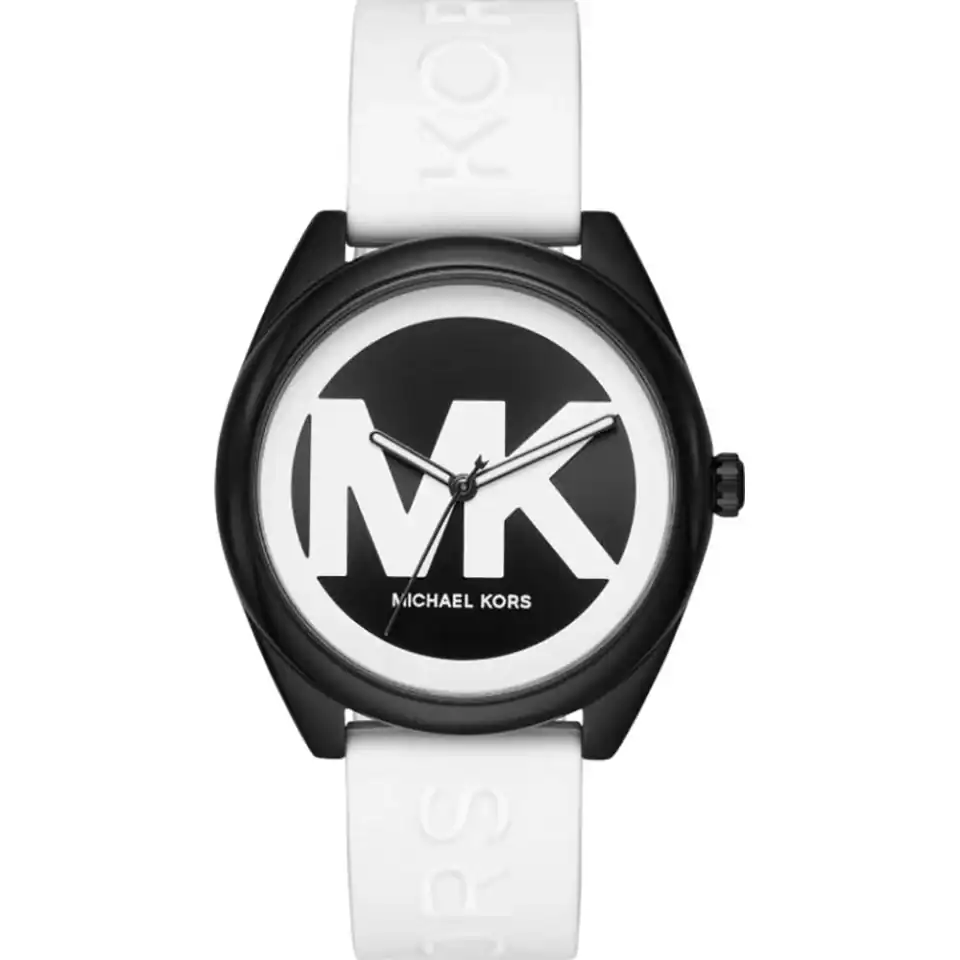 שעון מייקל קורס לאישה MK סיליקון לבן שחור דגם MK7137