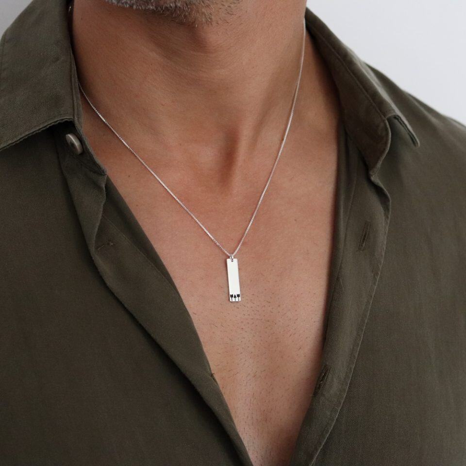 שרשרת מלבן לגבר עם חריטה
