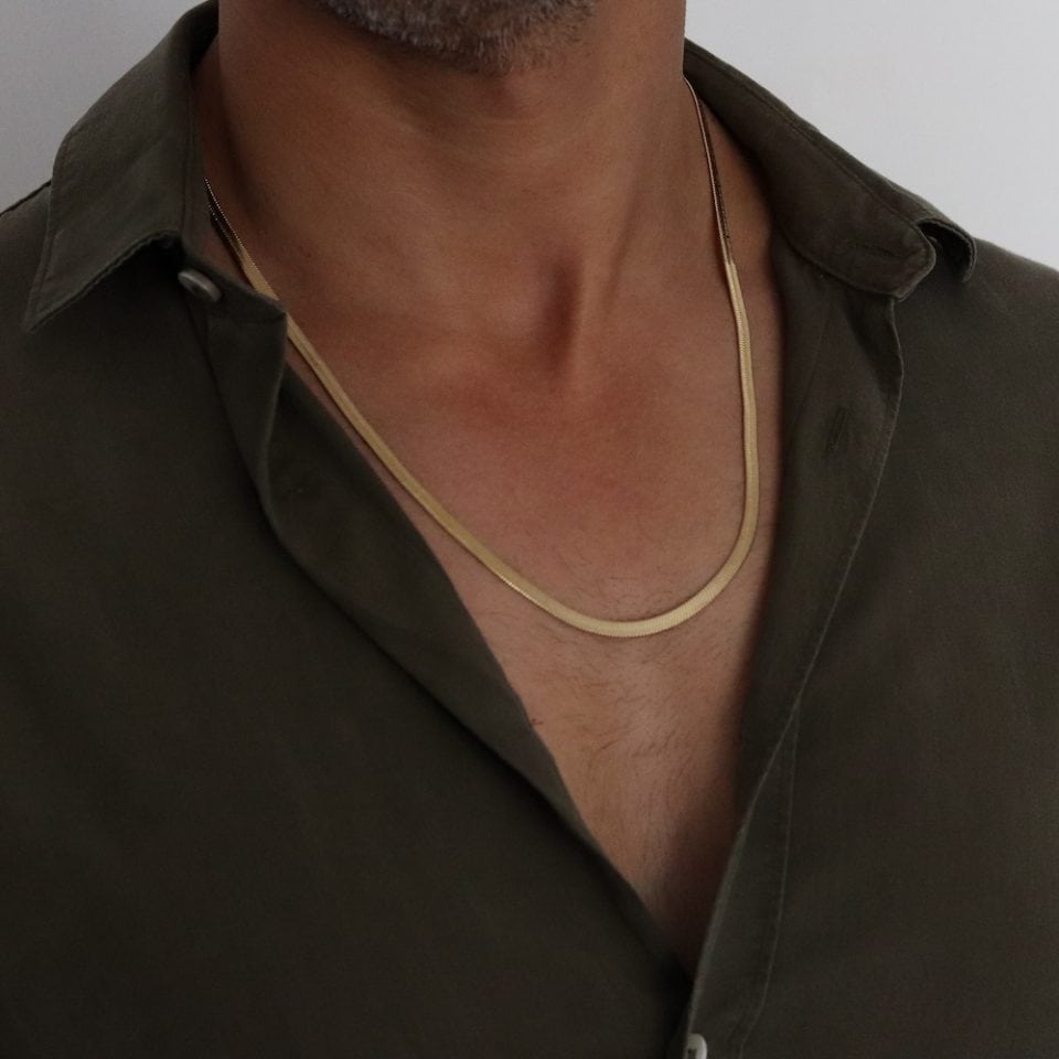 שרשרת נחש לגבר בציפוי זהב