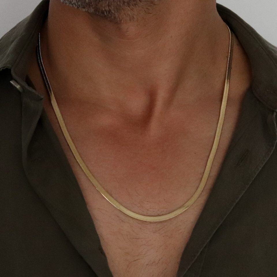 שרשרת נחש זהב ארוכה לגבר