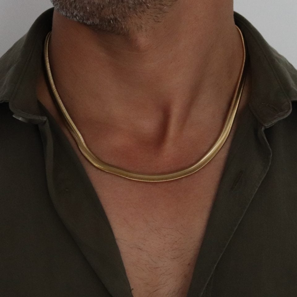 שרשרת נחש לגבר עבה צבע זהב