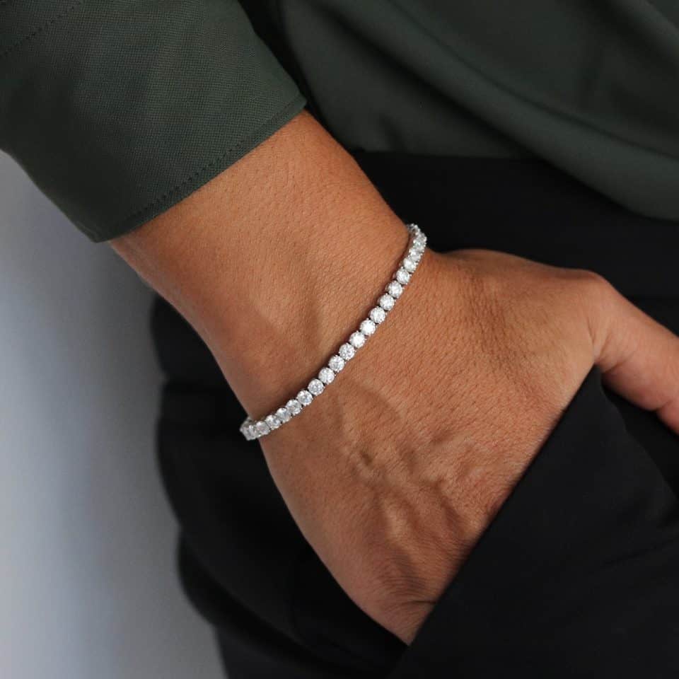 צמיד טניס מואסנייט עבה לגבר