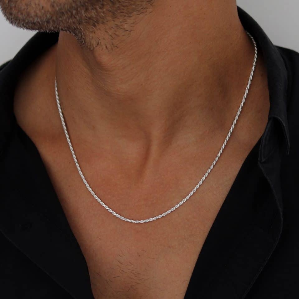 שרשרת חבל כסף לגבר