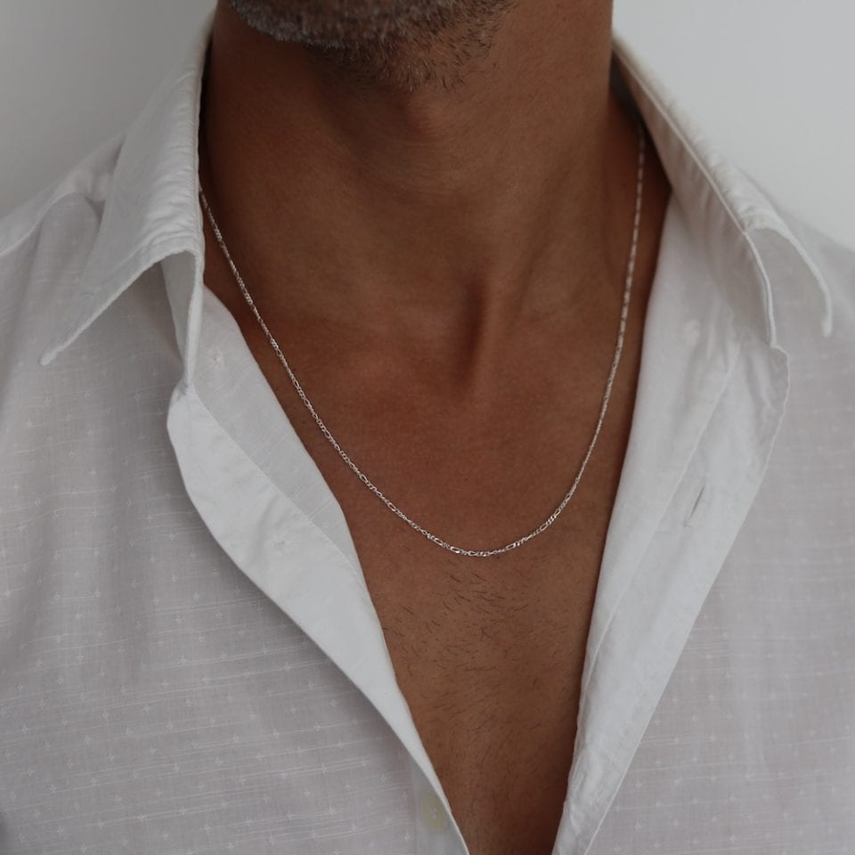 שרשרת פיגרו עדינה לגבר מכסף