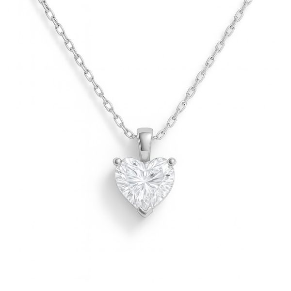 שרשרת מוסונייט לב כסף