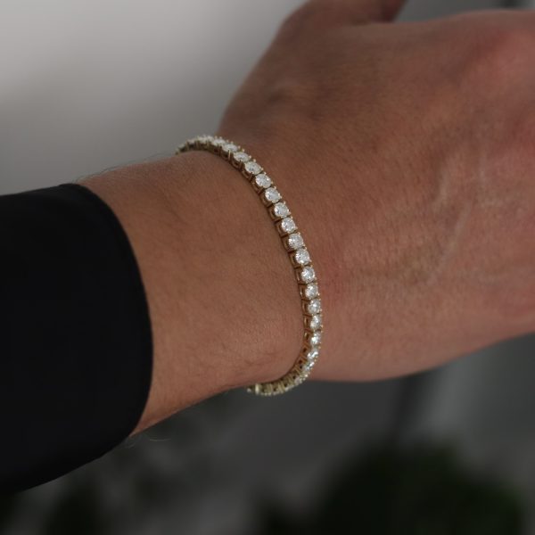 צמיד טניס מואסנייט זהב לגבר