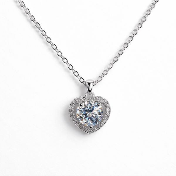 שרשרת לב מואסנייט 1 קראט מכסף