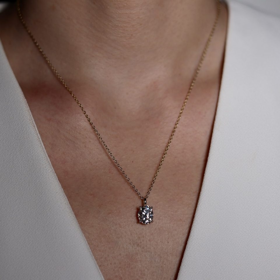 שרשרת מוסונייט אובלית זהב 3 קראט