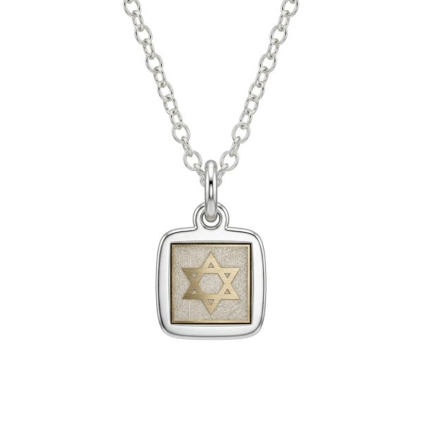 שרשרת עם תליון ריבוע מגן דוד ושבב ננו תנך