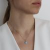 שרשרת כסף לאישה עם תליון אובלי טורקיז משובץ סביב