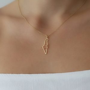 שרשרת מפת ארץ ישראל חלול עם מגן דוד