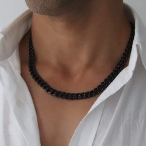 שרשרת גורמט עבה לגבר בצבע שחור