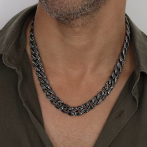 שרשרת גורמט שחורה עבה מאוד מנצנצת