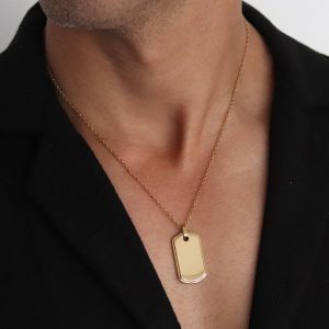 שרשרת דיסקית זהב לחריטה לגבר