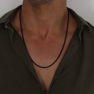 שרשרת חבל קלאסית שחורה לגבר