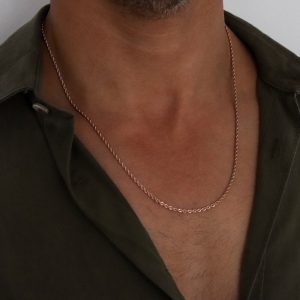 שרשרת חבל רוז גולד לגבר