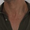 שרשרת עדינה לגבר חוליות מלבן בציפוי זהב