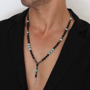 שרשרת חרוזים טורקיז לגבר
