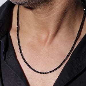 שרשרת טניס מוסונייט שחורה לגבר