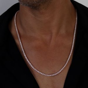 שרשרת זהב אדום משובצת לגבר