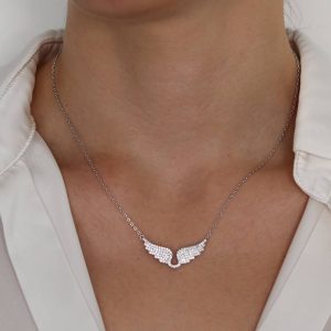 שרשרת כנפיים משובצות בכסף