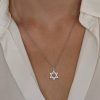 שרשרת כסף מגן דוד משובץ