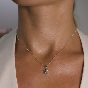שרשרת כסף 925 עם תליון 1 קראט אבן מוסונייט