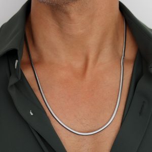 שרשרת נחש כסף ארוכה לגבר