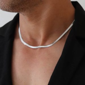 שרשרת נחש כסף לגבר