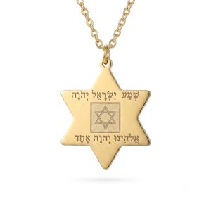 שרשרת עם תליון מגן דוד בציפוי זהב צהוב עם שבב ננו תנך